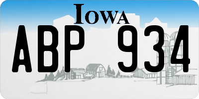 IA license plate ABP934