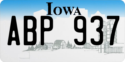 IA license plate ABP937