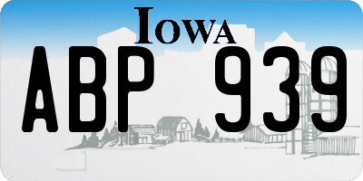IA license plate ABP939