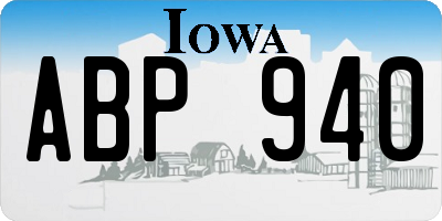 IA license plate ABP940