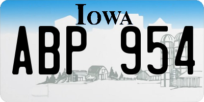 IA license plate ABP954