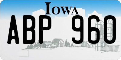 IA license plate ABP960