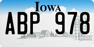 IA license plate ABP978