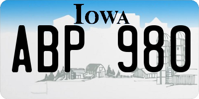 IA license plate ABP980