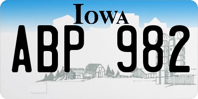 IA license plate ABP982