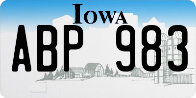 IA license plate ABP983
