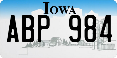 IA license plate ABP984