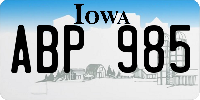 IA license plate ABP985