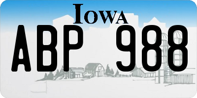 IA license plate ABP988
