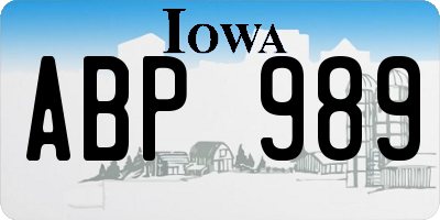 IA license plate ABP989