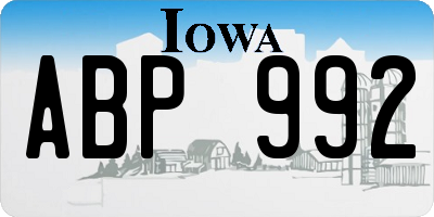 IA license plate ABP992