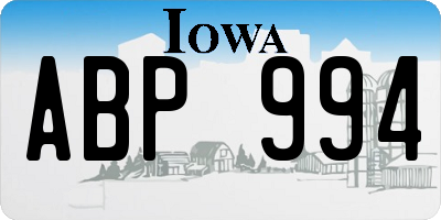 IA license plate ABP994
