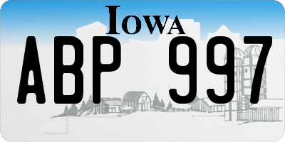 IA license plate ABP997