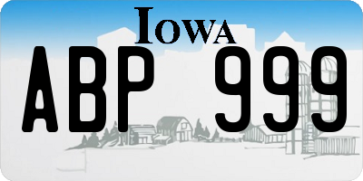 IA license plate ABP999