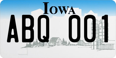 IA license plate ABQ001