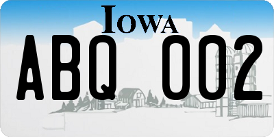 IA license plate ABQ002