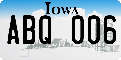 IA license plate ABQ006