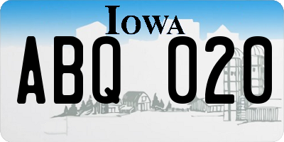 IA license plate ABQ020