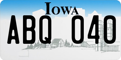 IA license plate ABQ040