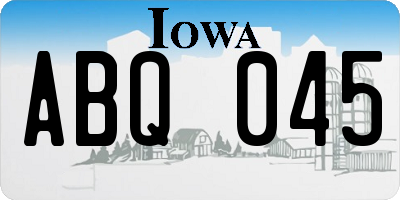 IA license plate ABQ045