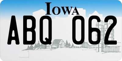 IA license plate ABQ062
