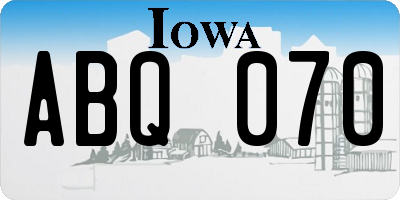 IA license plate ABQ070