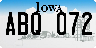 IA license plate ABQ072