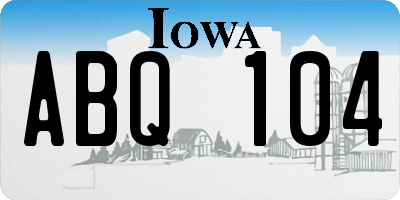 IA license plate ABQ104