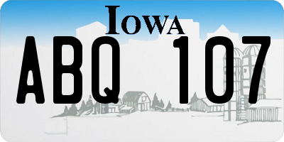 IA license plate ABQ107