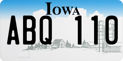 IA license plate ABQ110