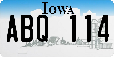IA license plate ABQ114