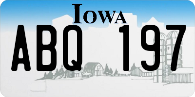 IA license plate ABQ197