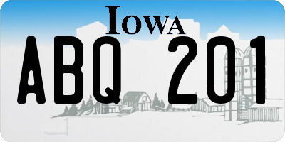 IA license plate ABQ201