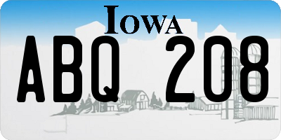 IA license plate ABQ208