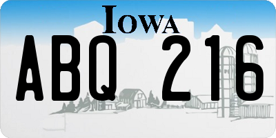 IA license plate ABQ216