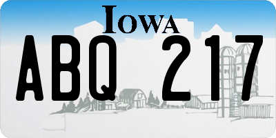 IA license plate ABQ217