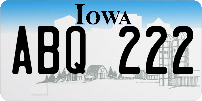 IA license plate ABQ222