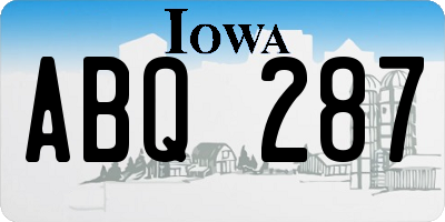 IA license plate ABQ287