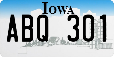 IA license plate ABQ301