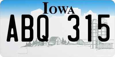 IA license plate ABQ315