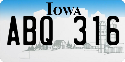 IA license plate ABQ316