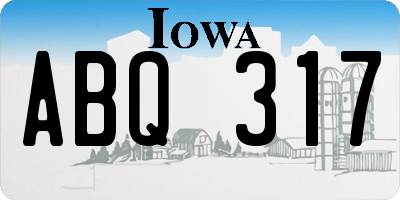 IA license plate ABQ317