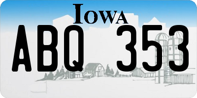 IA license plate ABQ353