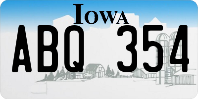 IA license plate ABQ354