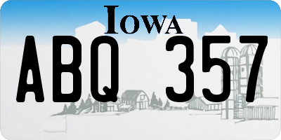 IA license plate ABQ357