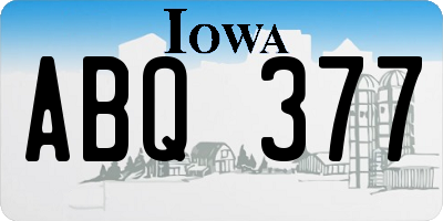 IA license plate ABQ377