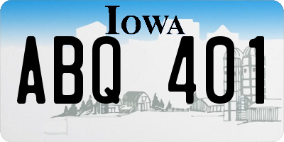 IA license plate ABQ401