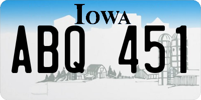 IA license plate ABQ451