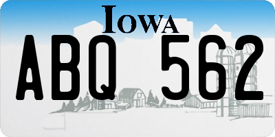IA license plate ABQ562