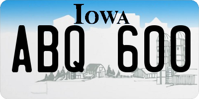 IA license plate ABQ600